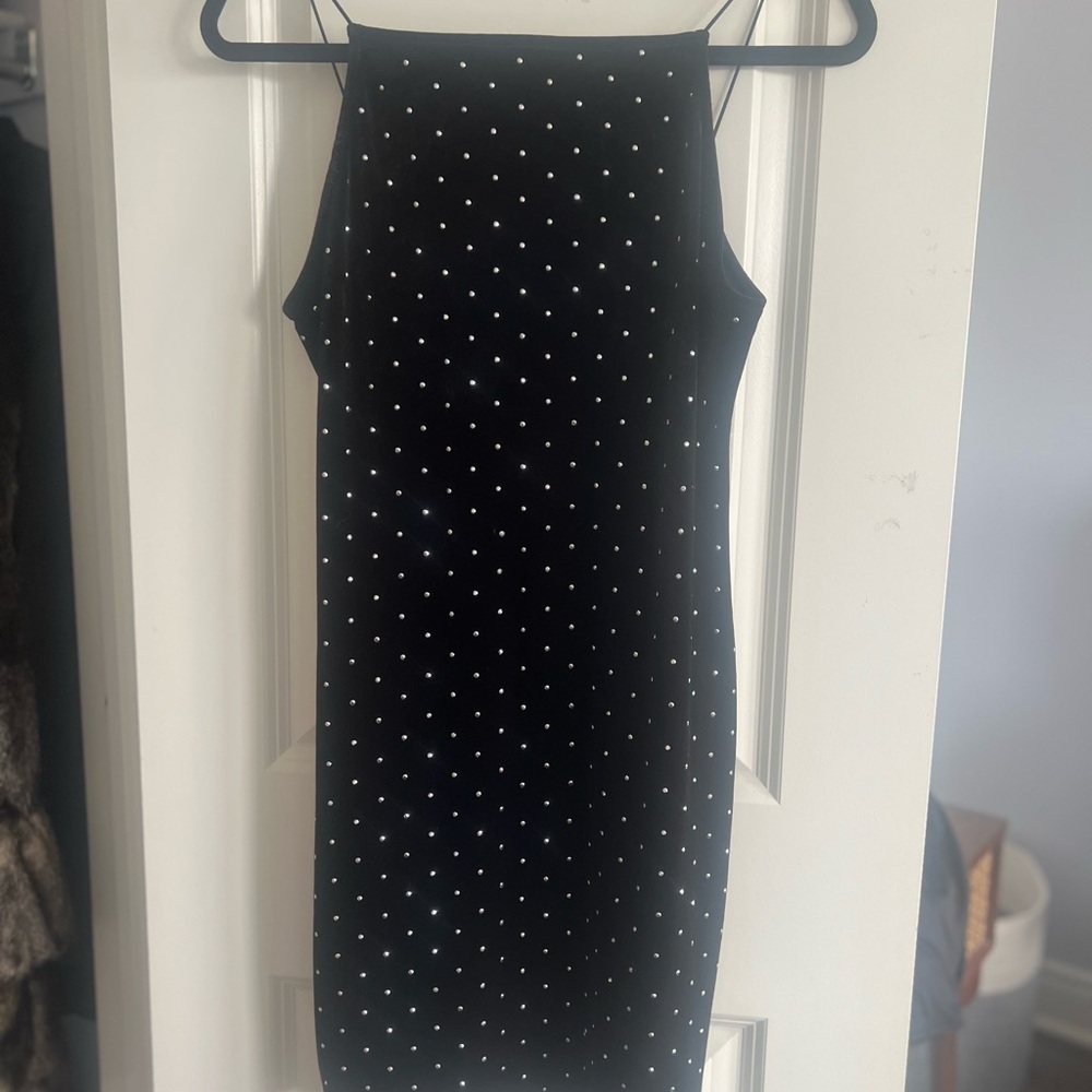 Zara Black and silver rhinestones Mini Dress Halter Sleeveless
